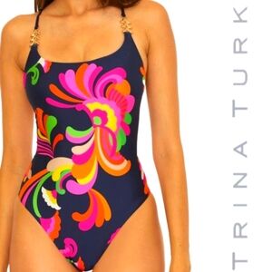 NWT TRINA TURK Twist Back One-Piece Swimsuit - Palms Paradise